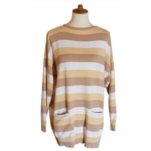 Joan Vass - Striped‎ Oversize Tunic Sweater